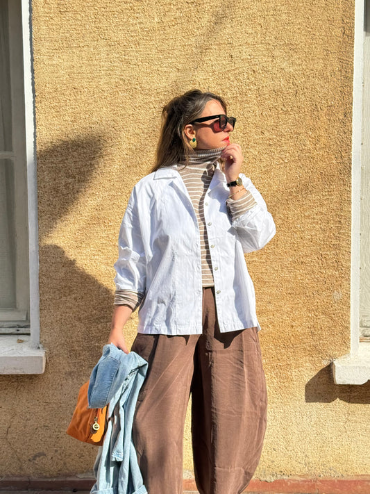 Oversize Beyaz Poplin Gömlek