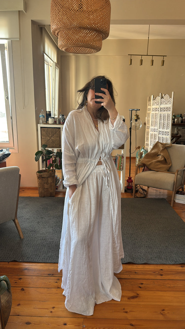 İthal Keten Beyaz Pantolon