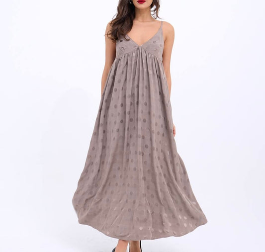 Askılı Uzun Puantiyeli Elbise