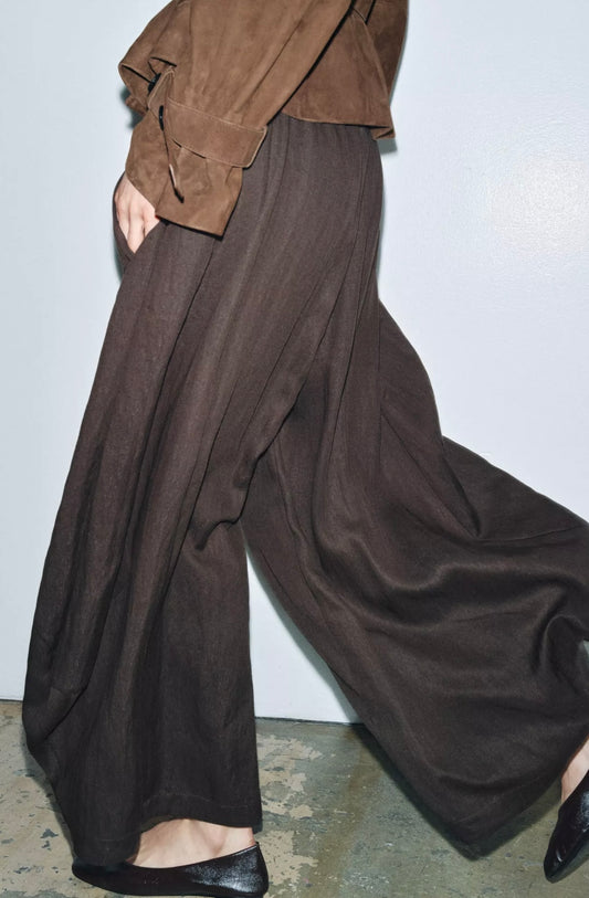 Dokulu Geniş Paça Pantolon