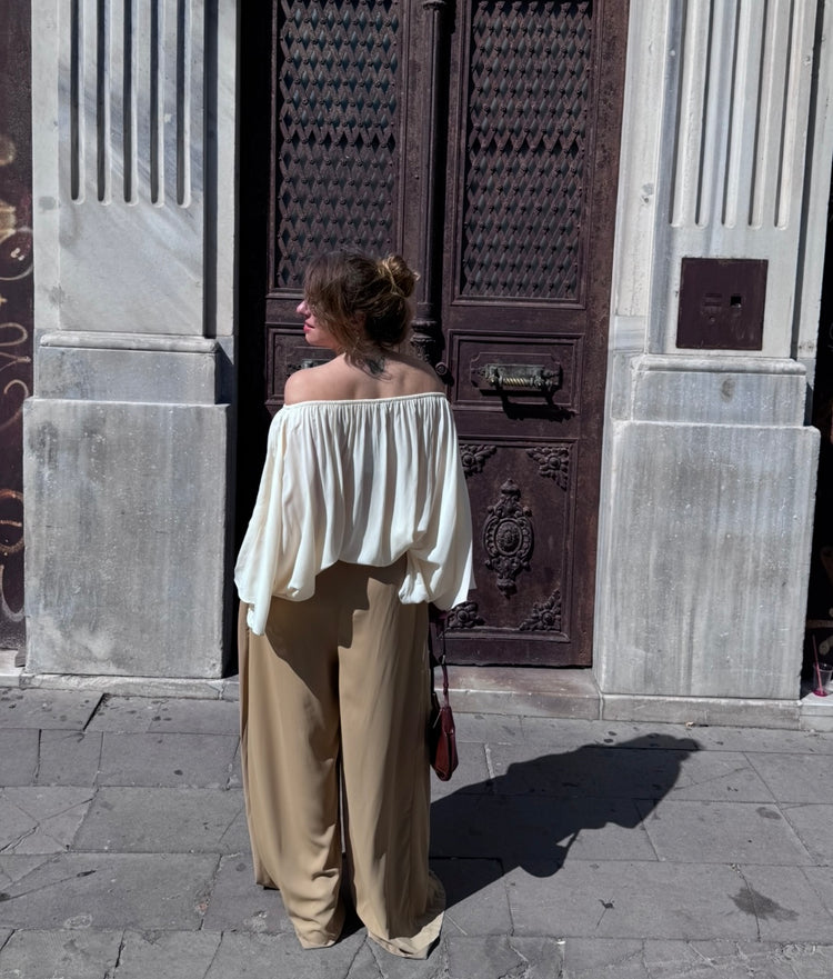 Önden Pileli Palazzo Pantolon
