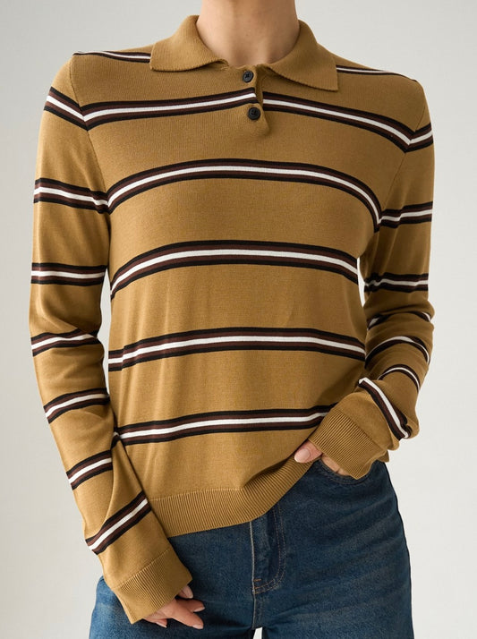 Çizgili Polo Yaka Triko