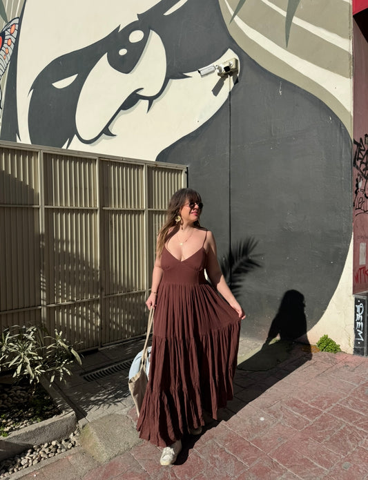 Free People Askılı Kahverengi Elbise