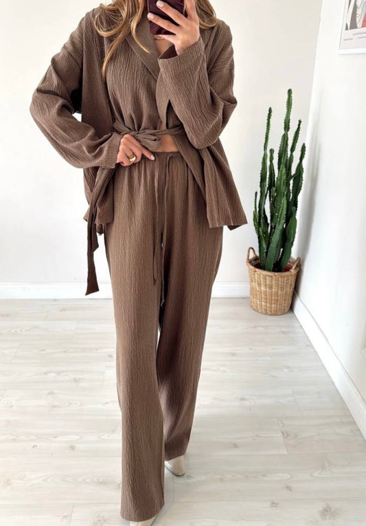 Gofre Kumaş Kahve Pantolon