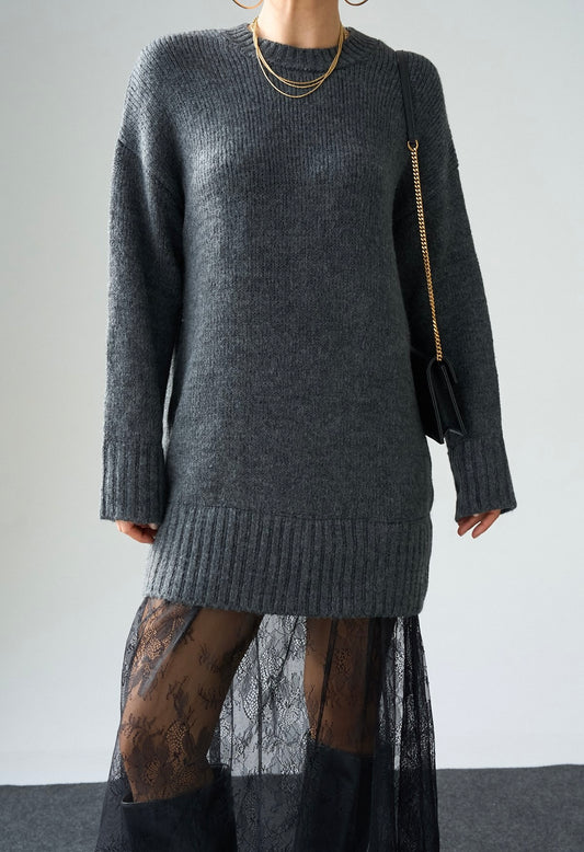 Dantel Detaylı Triko Elbise