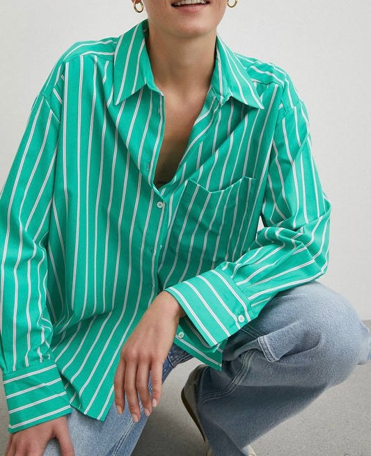 Çizgili Poplin Oversize Gömlek