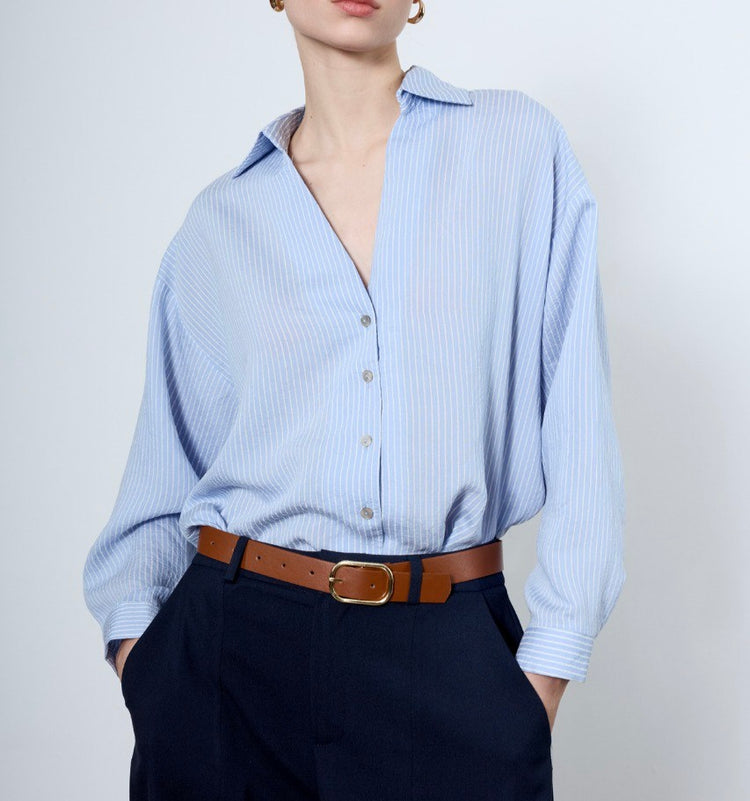 Mavi Çizgili Modal Gömlek