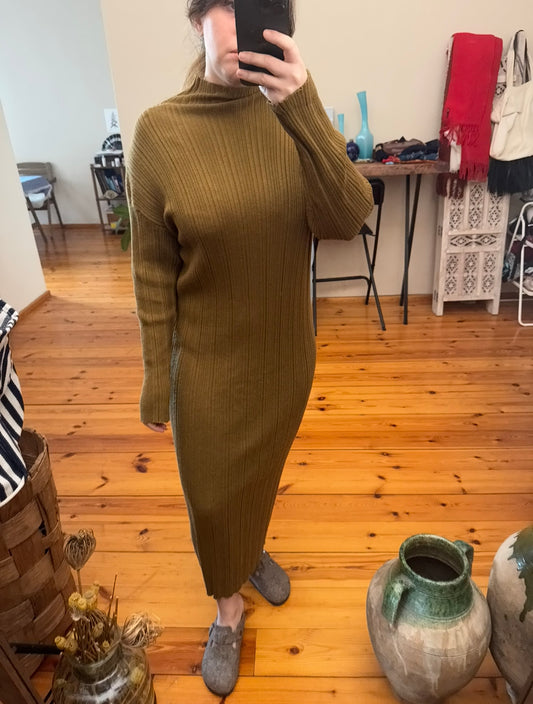 Yağ Yeşil Triko Elbise