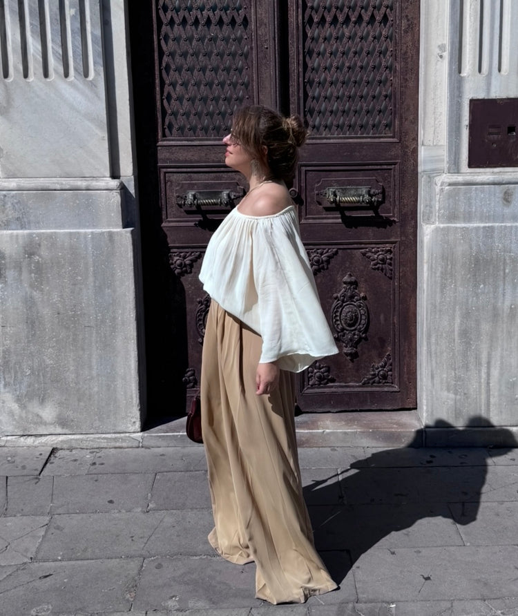 Önden Pileli Palazzo Pantolon