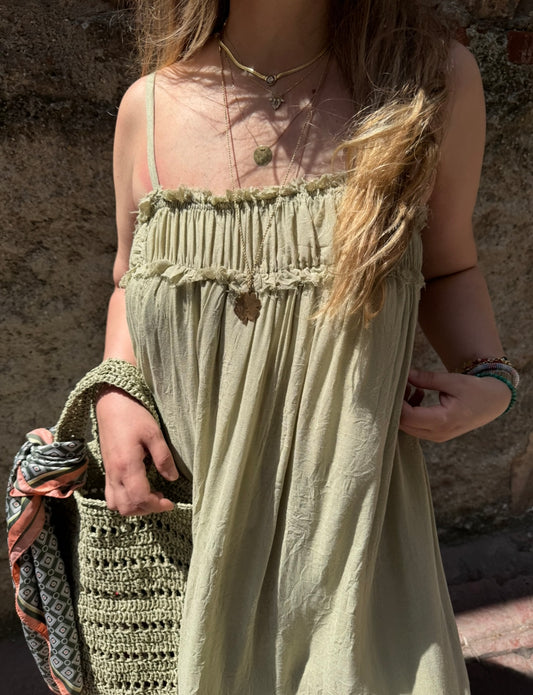 Kırışık Görünümlü Müslin Elbise