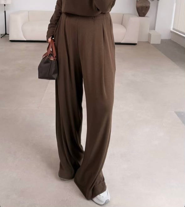 Örme Kahverengi Dökümlü Pantolon