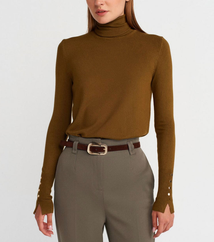 Yağ Yeşil Balıkçı Yaka Kazak