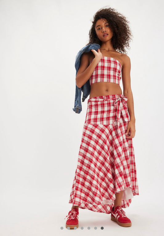 Free People Ekose Bluz/Etek Takım