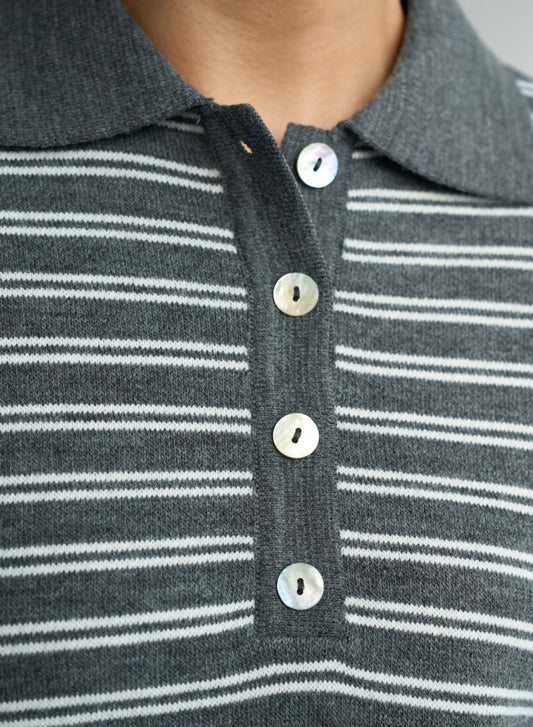 Çizgili Polo Yaka Kazak