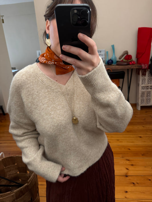 V Yaka Yumuşak Dokulu Kazak