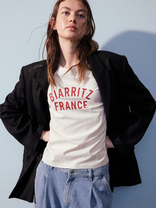 Bisiklet Yaka Baskılı T-shirt