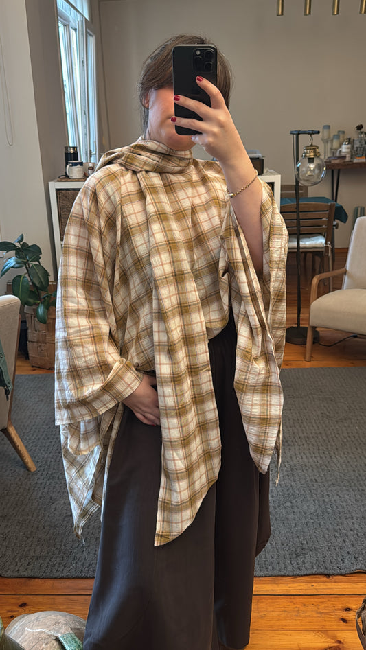 Ekose Oversize Pelerin Bluz