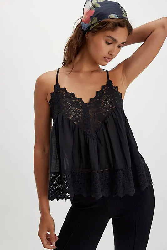 Free People Siyah Dantel Bluz