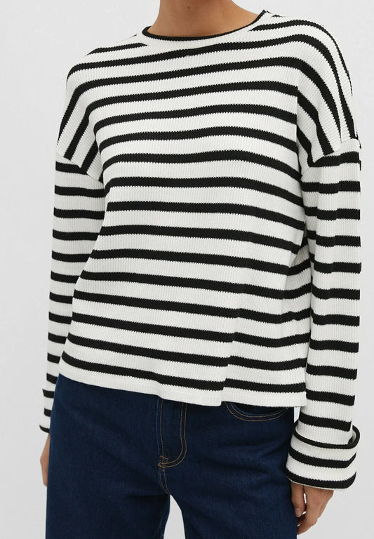 Çizgili Salaş Bisiklet Yaka Triko