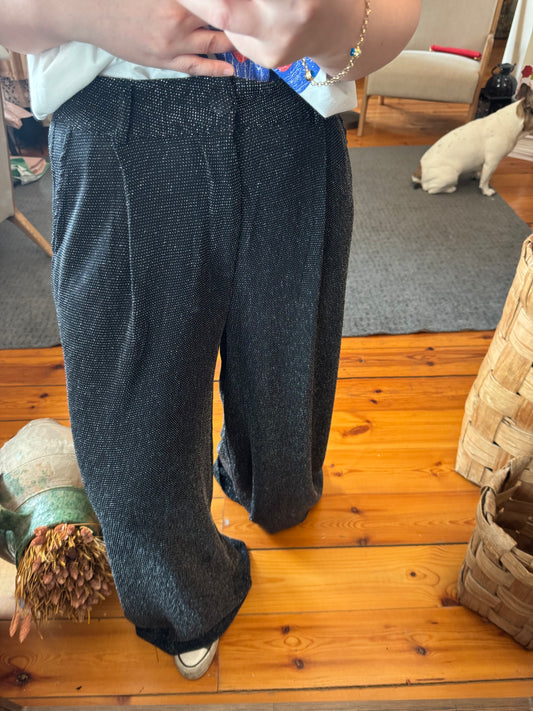 Simli Geniş Paça Pantolon