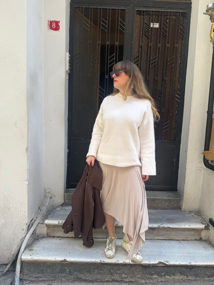 Taş Asimetrik Yırtmaçlı Etek