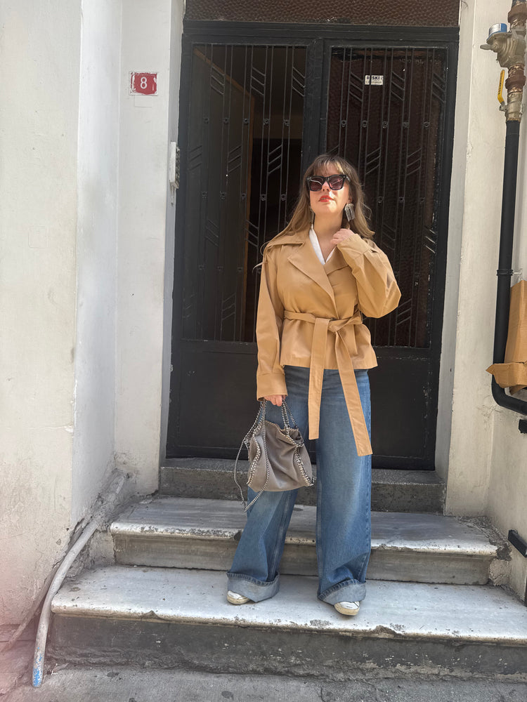 Kruvaze Kısa Trenç