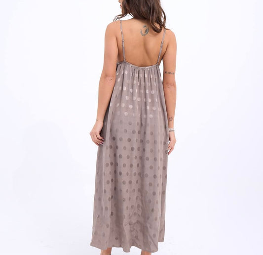 Askılı Uzun Puantiyeli Elbise