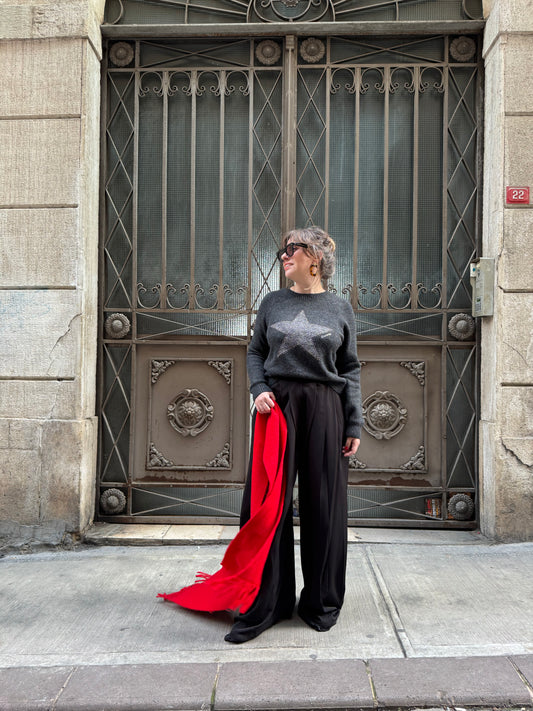 Yıldız Detaylı Bisiklet Yaka Kazak