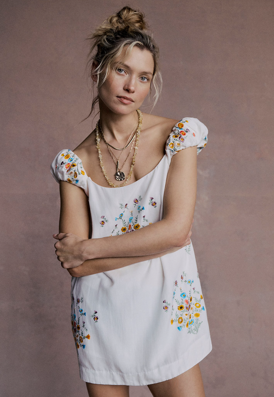 Free People Nakış Detaylı Mini Elbise