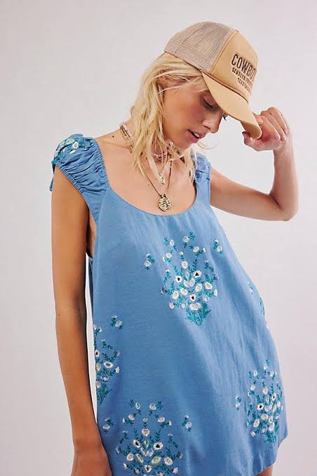 Free People Nakış Detaylı Mini Elbise