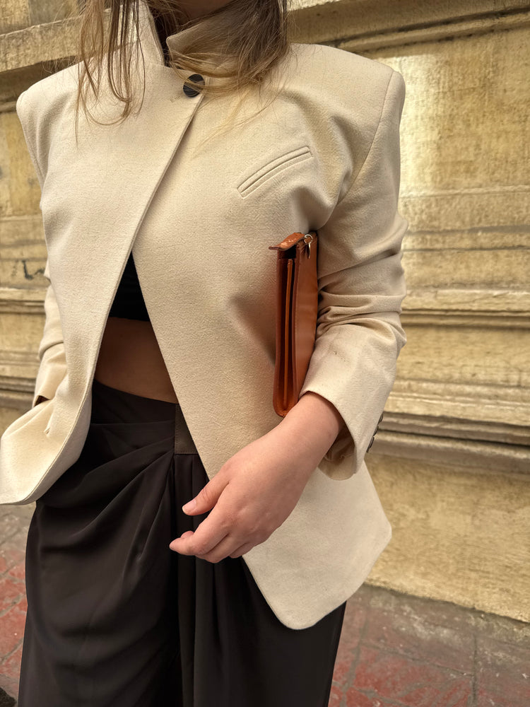 Dik Yaka Tek Düğmeli Tasarım Blazer