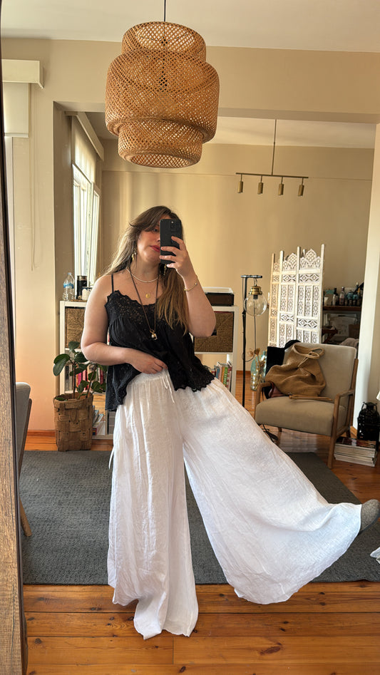 İthal Keten Beyaz Pantolon