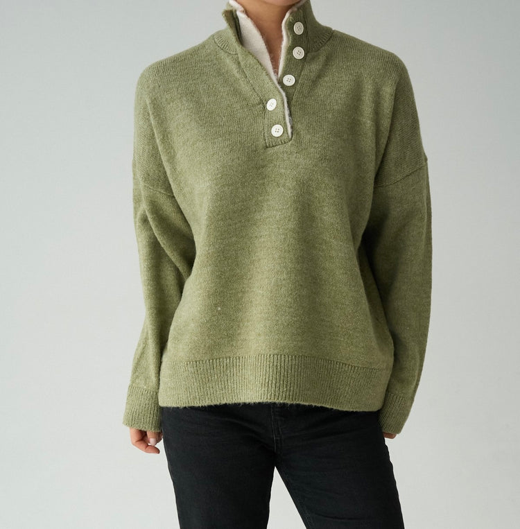 Yarım Düğmeli Boğazlı Kazak