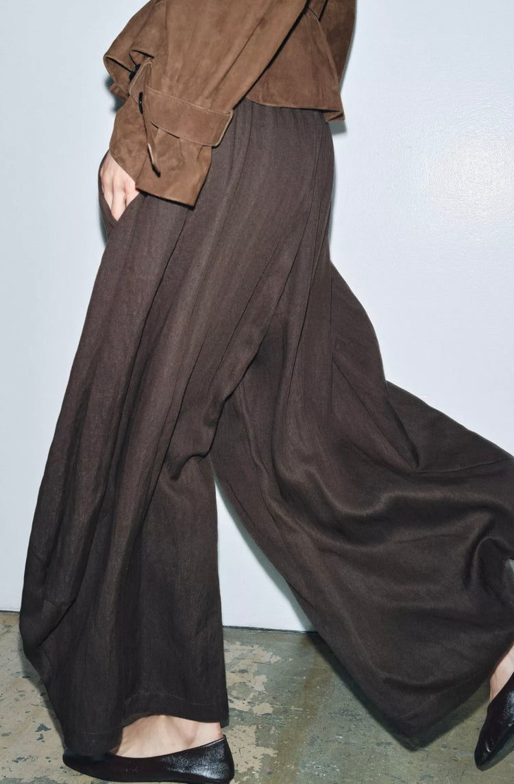 Dokulu Geniş Paça Pantolon