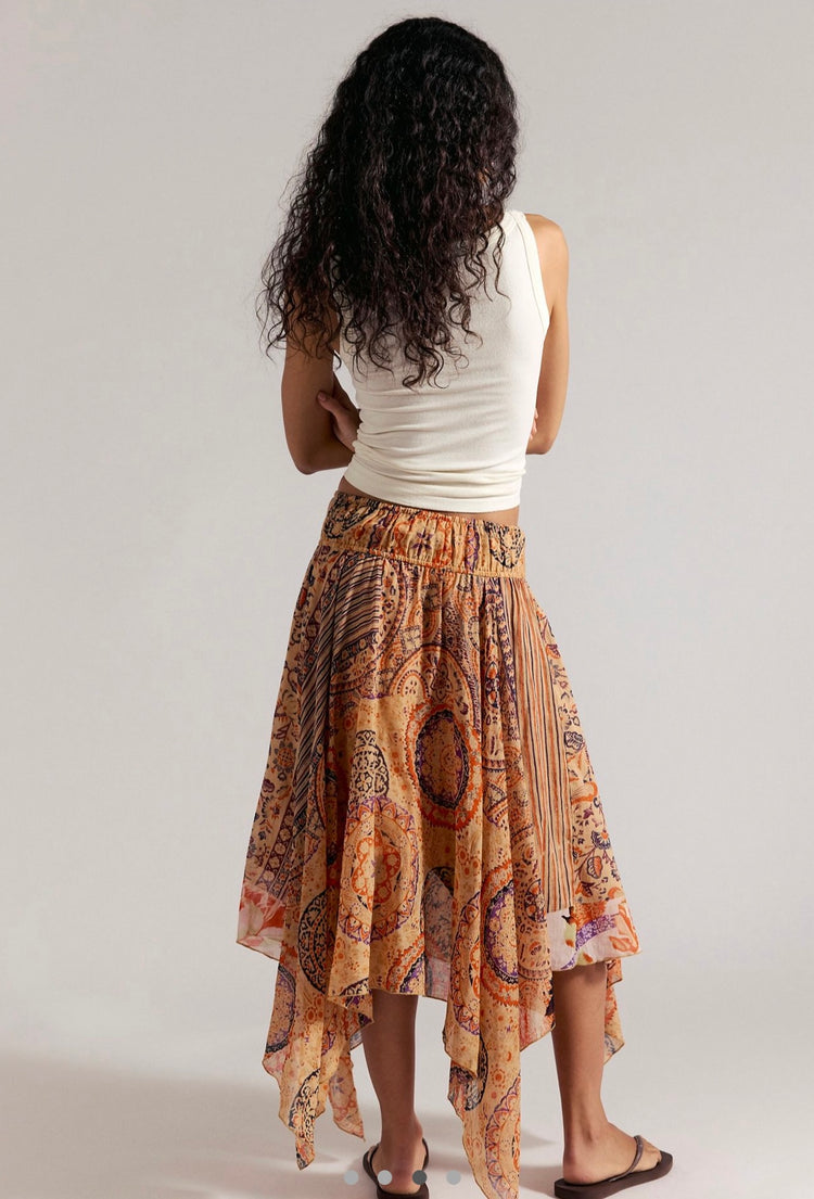 Free People Desenli Asimetrik Etek