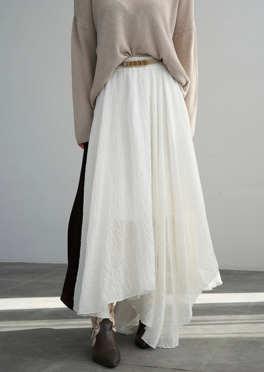 Kırışık Görünümlü Ekru Astarlı Etek