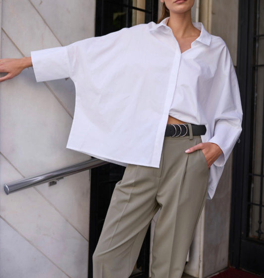 Yarasa Kol Oversize Poplin Gömlek