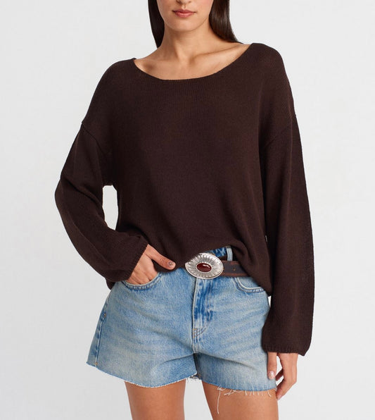 Kayık Yaka Merserize K. Kahve Triko