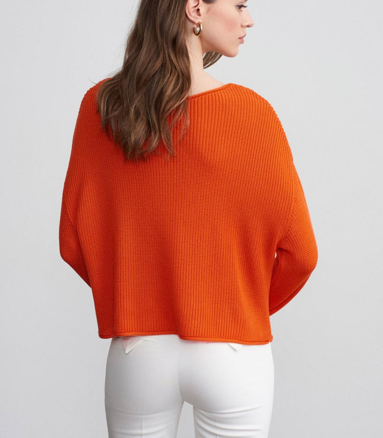 Kayık Yaka Merserize Oranj Kazak