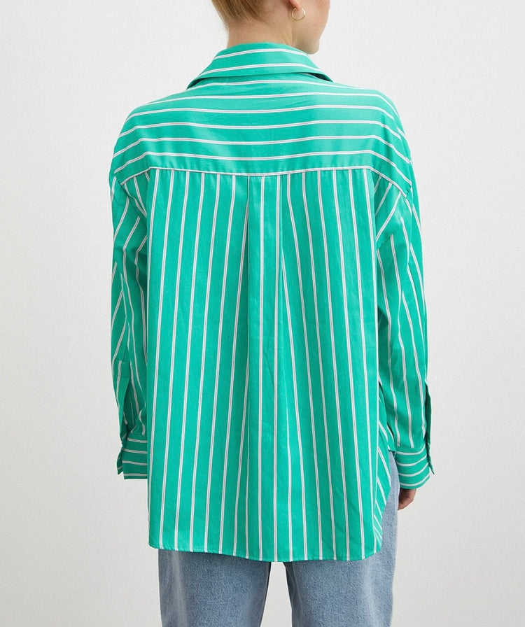 Çizgili Poplin Oversize Gömlek