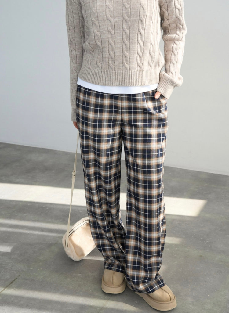 Beli Lastikli Ekoseli Pantolon