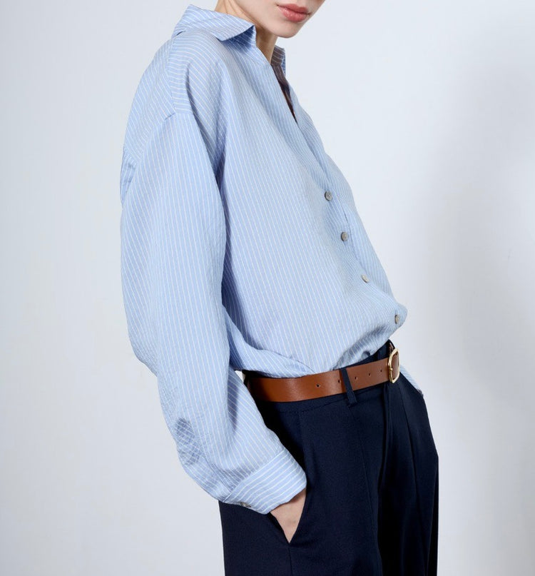 Mavi Çizgili Modal Gömlek