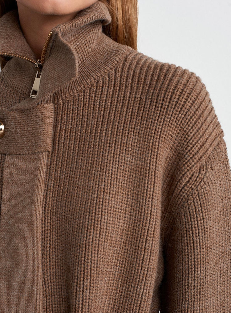 Yün Karışımlı Vizon Triko Hırka