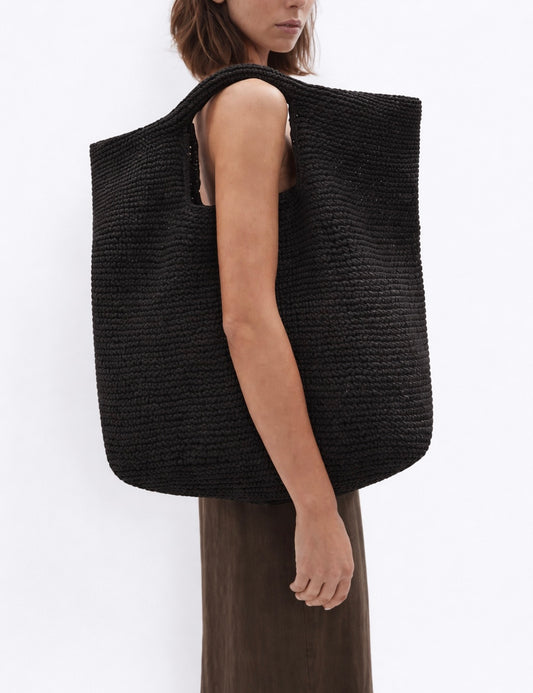 Handmade Tasarım Siyah Hasır Çanta