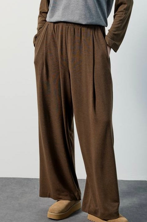 Örme Kahverengi Dökümlü Pantolon