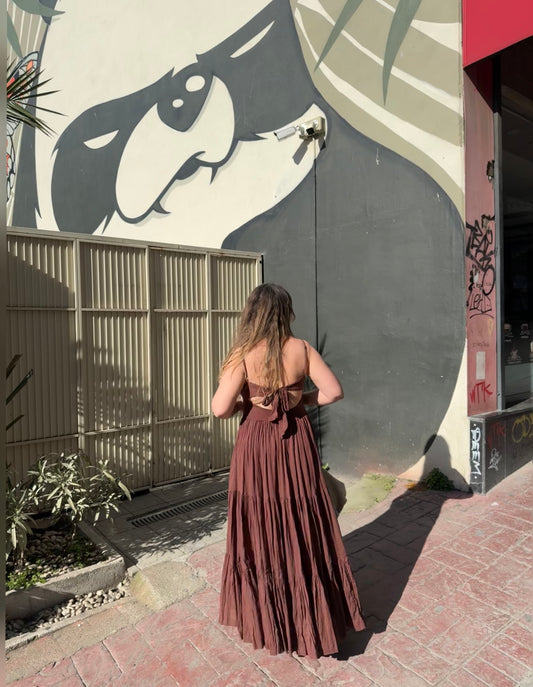 Free People Askılı Kahverengi Elbise