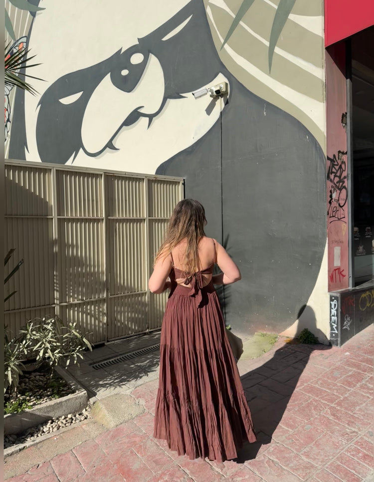 Free People Askılı Kahverengi Elbise