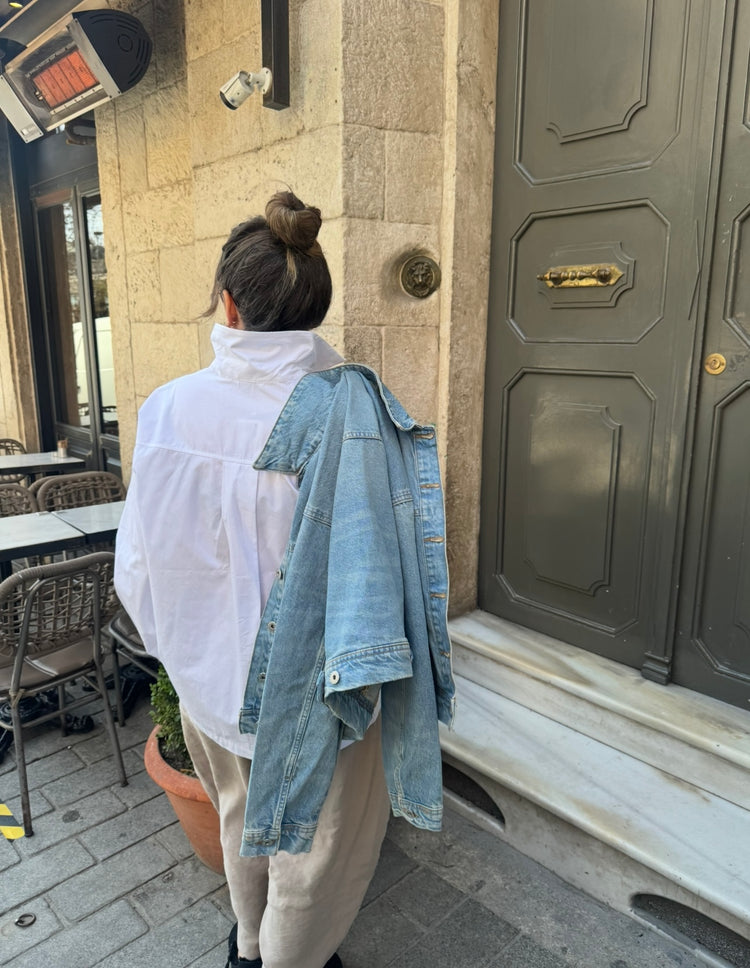 Oversize Beyaz Poplin Gömlek