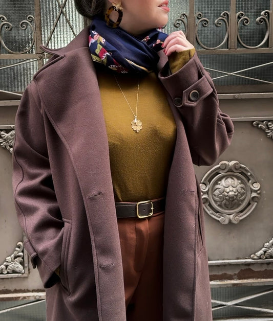 Lacivert Vual Desenli Şal