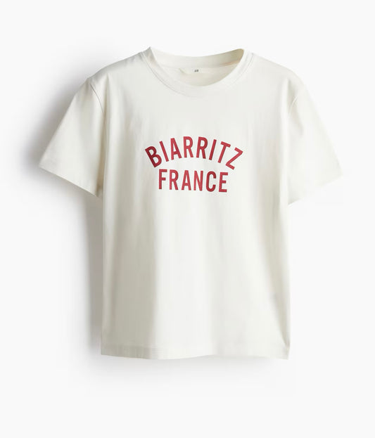 Bisiklet Yaka Baskılı T-shirt